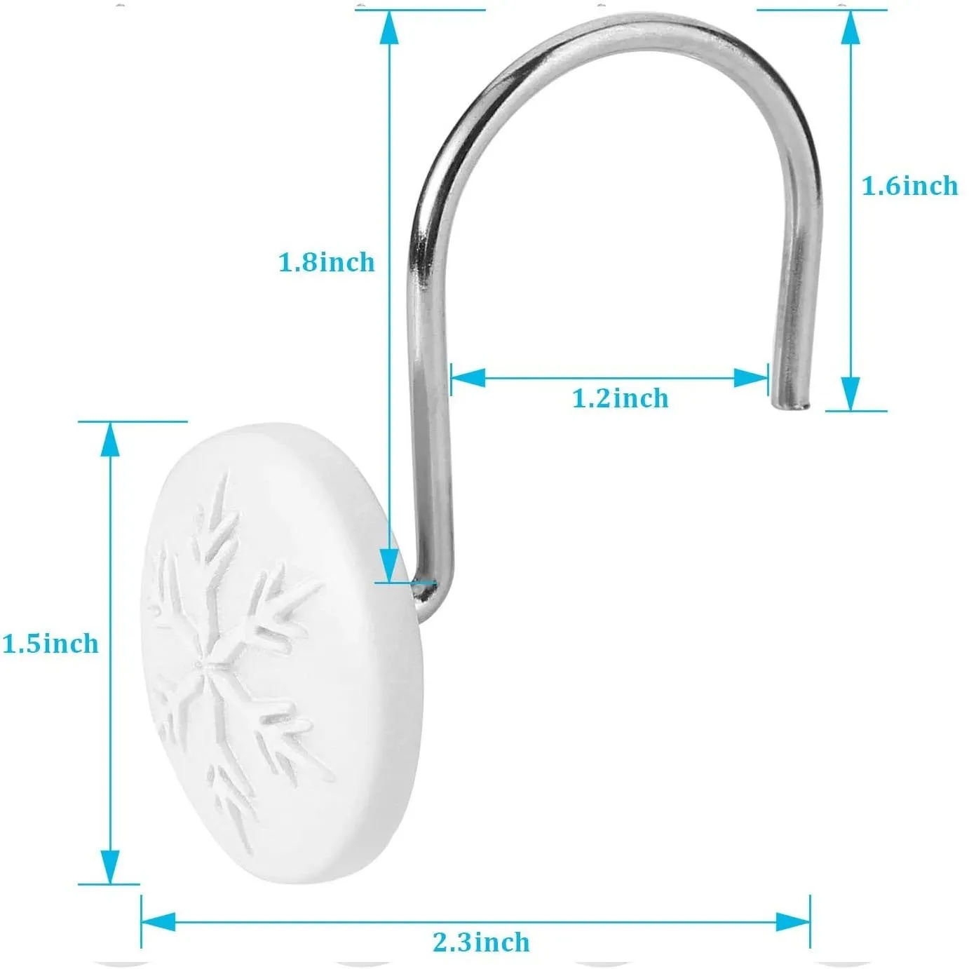 12-Piece: Snowflake Anti-Rust Round Shower Curtain Hooks for Home Bathroom Decor