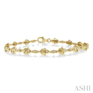 1/3 Ctw Fleur De Lis Round Cut Diamond Link Bracelet in 10K Yellow Gold