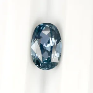 2.05ct LOOSE SAPPHIRE STEEL BLUE LONG OVAL SHAPE CUT NATURAL GEMSTONE 2 CARAT