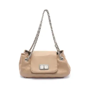 2.55 Chain Shoulder Bag Leather Beige Silver Hardware