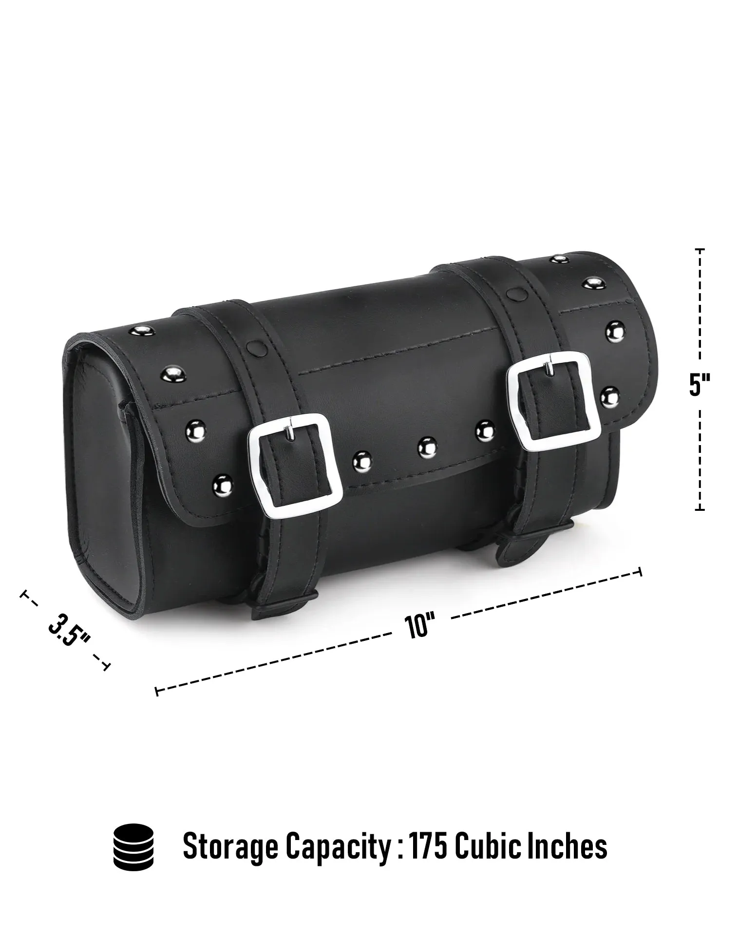 2L - Armor Studded Kawasaki Leather Motorcycle Handlebar Bag