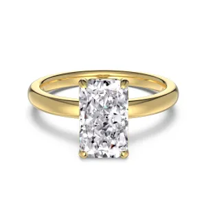 3 Carat Elongated Radiant Cut Solitaire Engagement Ring - Gold