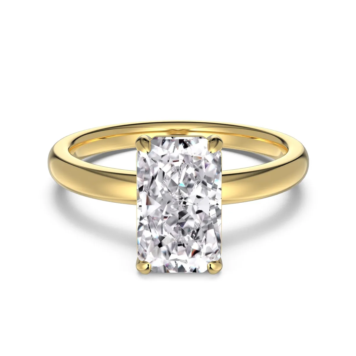 3 Carat Elongated Radiant Cut Solitaire Engagement Ring - Gold