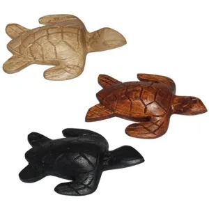 3 Wood Sea Turtle Figurines