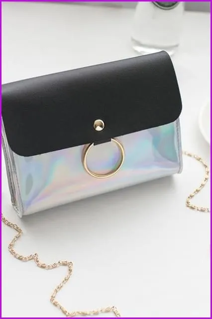 5 Colors Hologram Chain Cross Body Bag F679