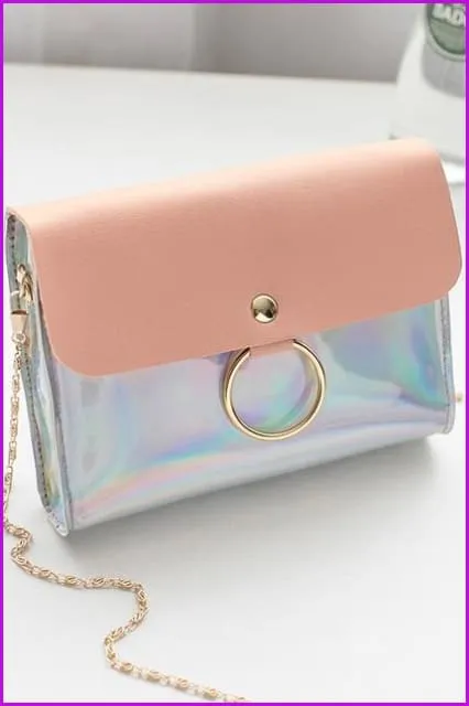 5 Colors Hologram Chain Cross Body Bag F679