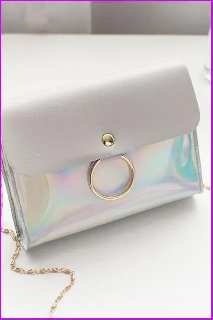 5 Colors Hologram Chain Cross Body Bag F679