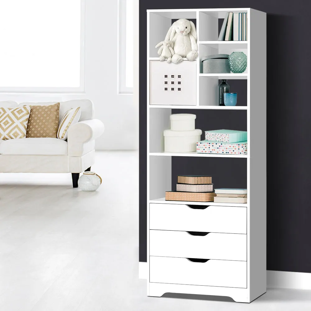 7-Shelf Bookshelf with Drawers, Anti-Scratch Feet - Artiss