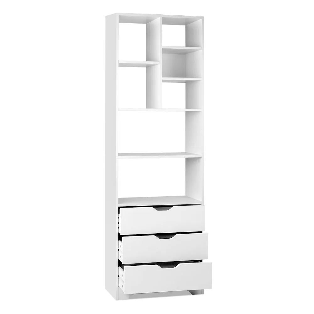 7-Shelf Bookshelf with Drawers, Anti-Scratch Feet - Artiss