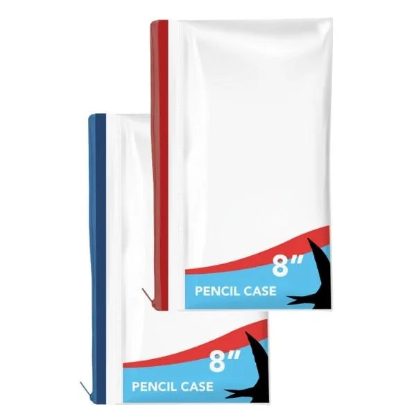 8" Clear Exam Pencil Case - Transparent Exams Assorted Colours