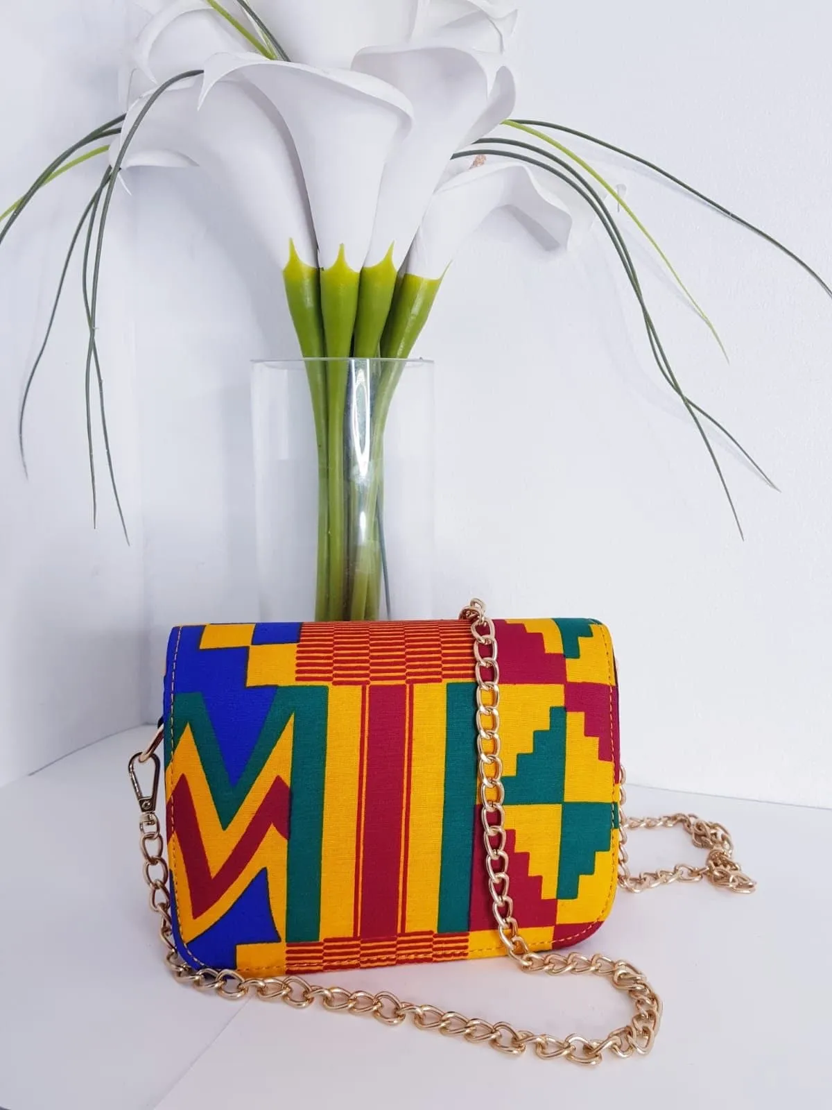 African Print Shoulder Bag | Ankara Print Chain Bag