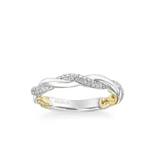 Ainsley Lyric Collection Contemporary Half Diamond Half Polished Twist Wedding Band