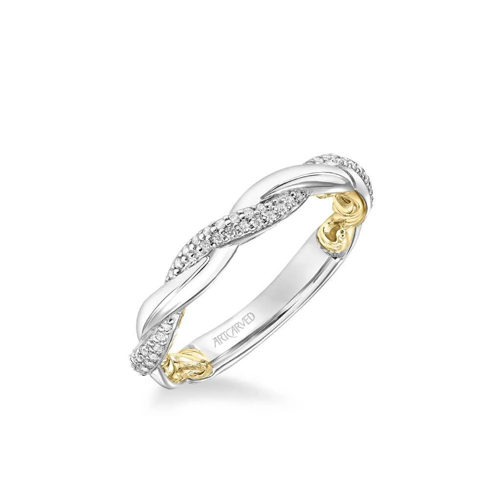 Ainsley Lyric Collection Contemporary Half Diamond Half Polished Twist Wedding Band