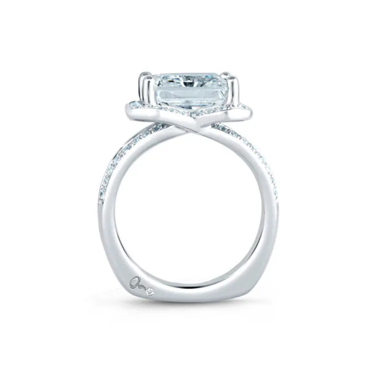 A.JAFFE Radiant Cut Halo Set Engagement Ring MES403/552