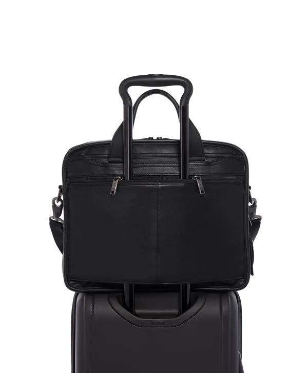 ALPHA 3 LEATHER ORGANIZER BRIEF - BLACK