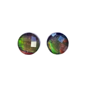 Ammolite Round Faceted Stones 8mm - 1 pair