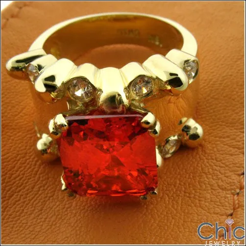 Anniversary 5 Ct Orange Radiant Cubic Zirconia Cz Ring