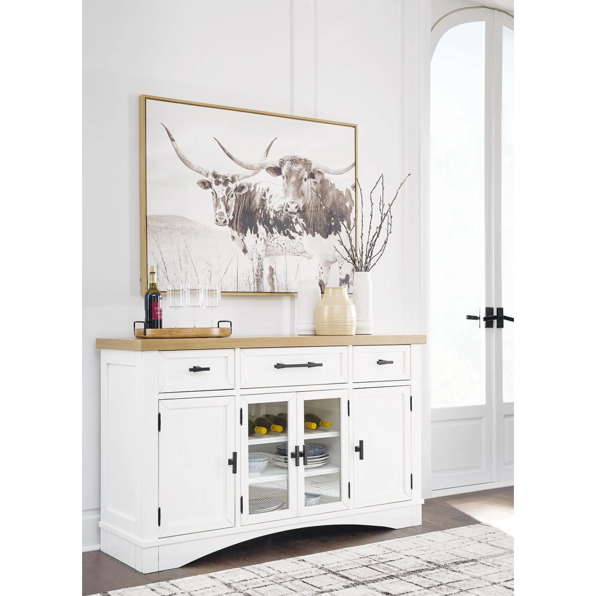 Ashbryn Dining Server - White/Natural - (D844-60)