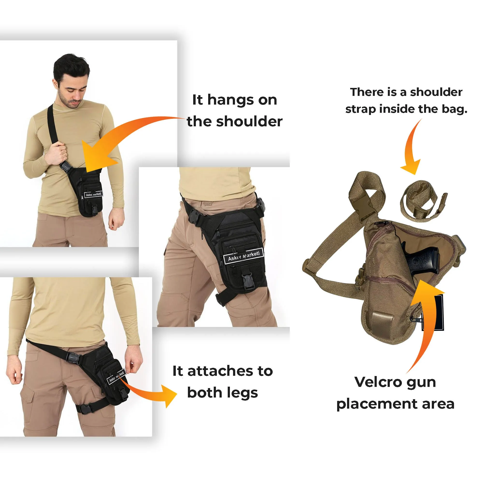 Beige Shoulder or Leg Gun Carrying Bag with Strap