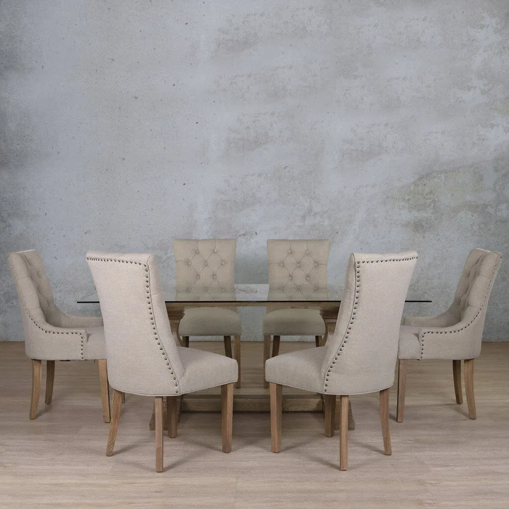 Belmont Glass Top & Duchess 6 Seater Dining Set