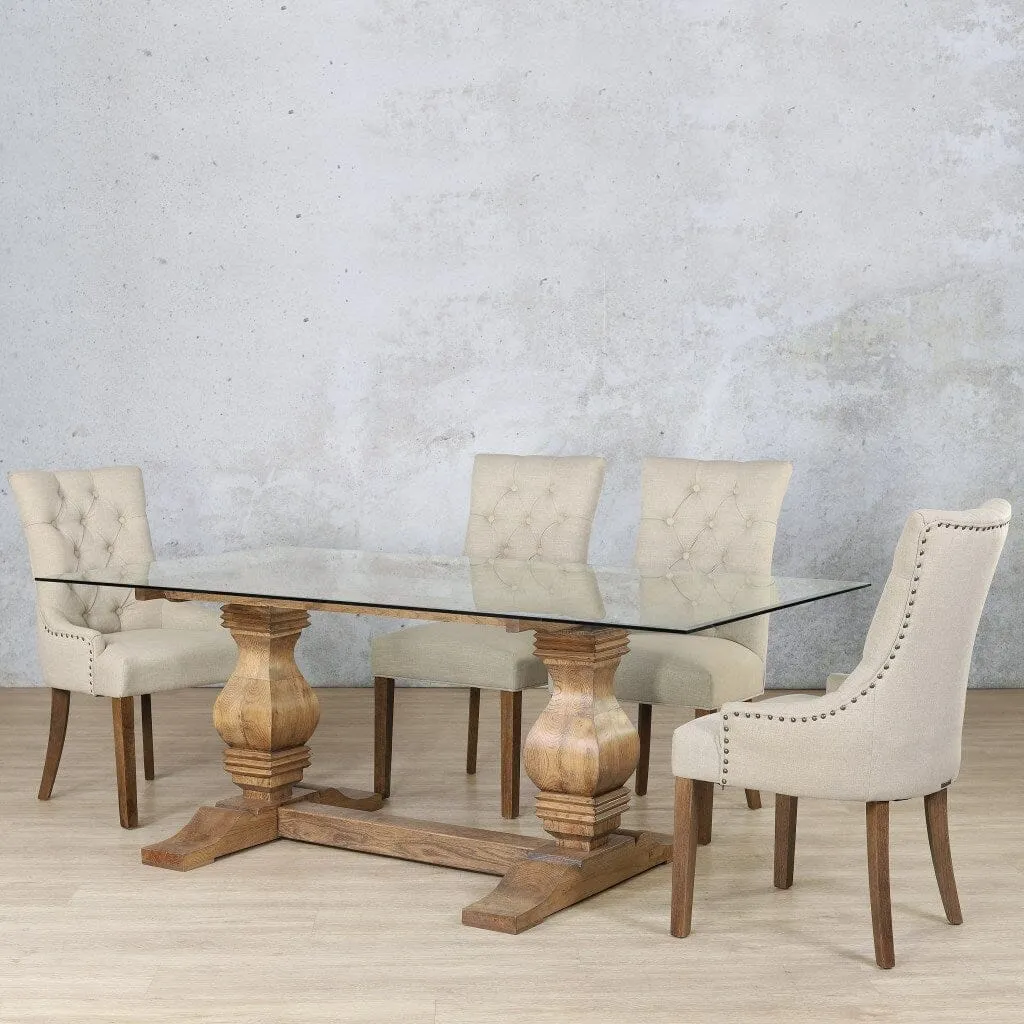 Belmont Glass Top & Duchess 6 Seater Dining Set