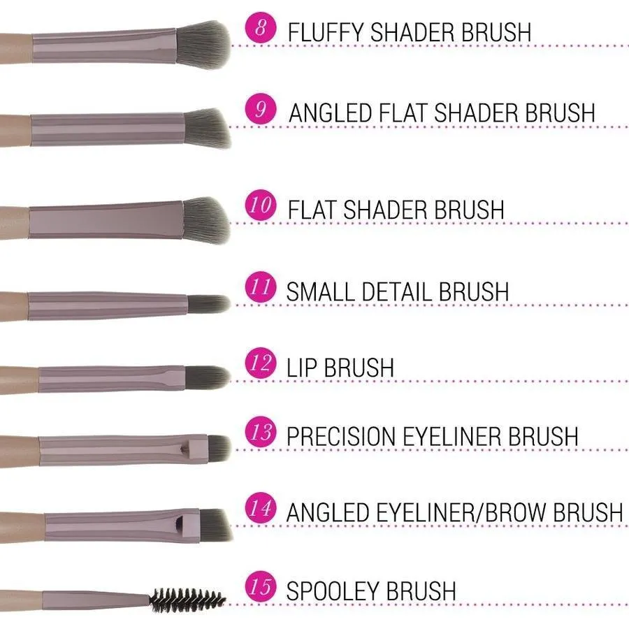 BH Cosmetics Lavish Elegance 15 piece Brush Set With Cosmetic Bag