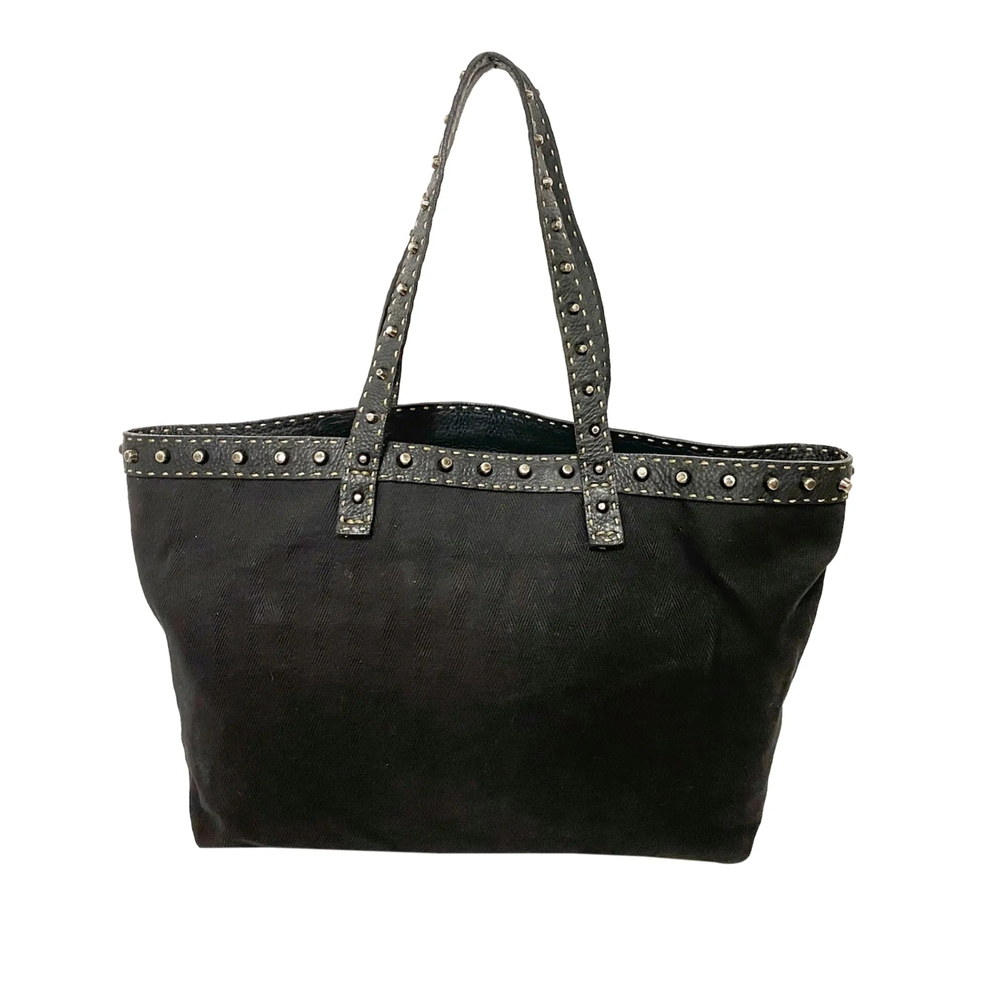 Black Fendi Studded Selleria Tote Bag