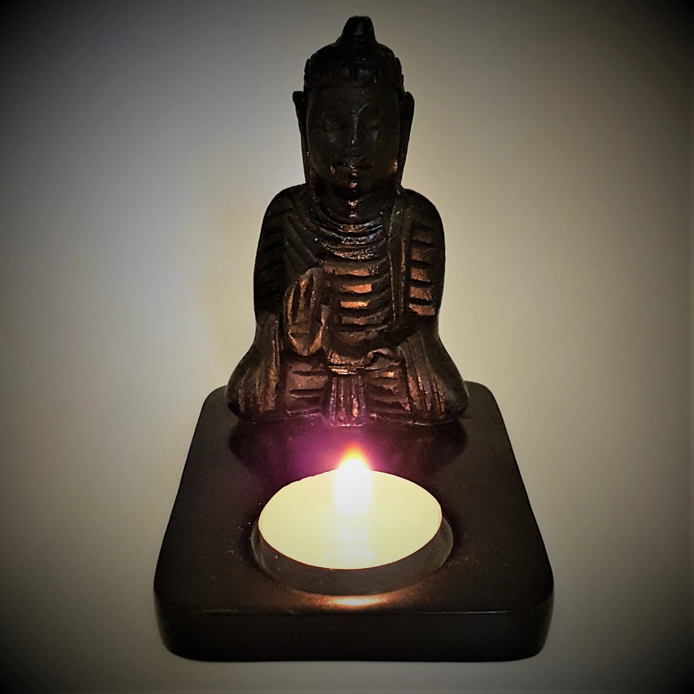 Black Soapstone Tealight Holder - Buddha