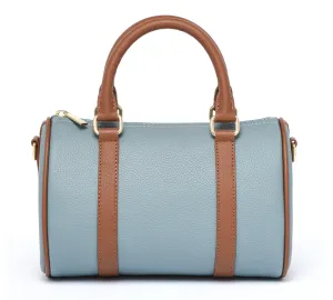 Blue / Brown Grained leather  - Mini Boston bag