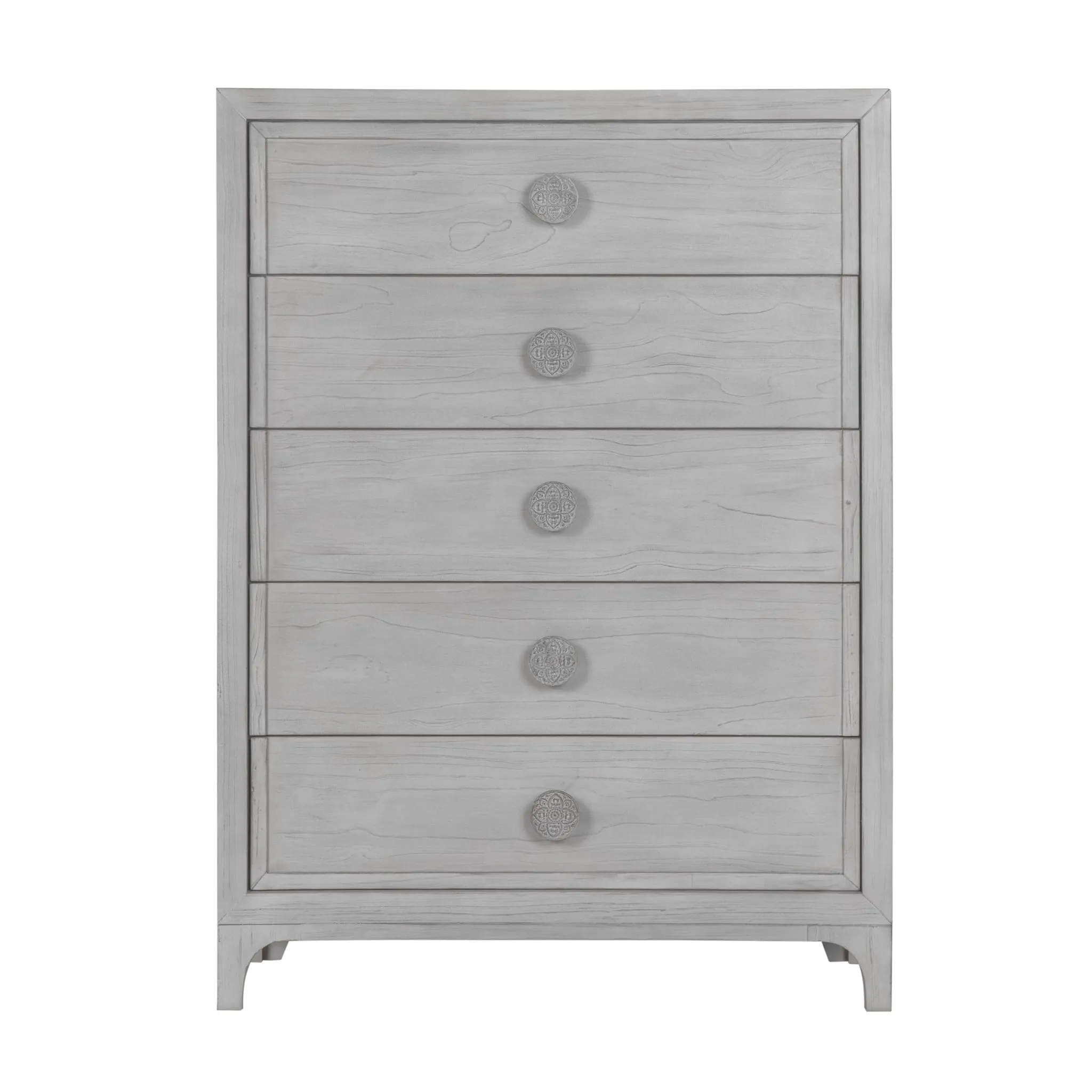 Boho Chic Five-Drawer Chest in Washed White (2024)