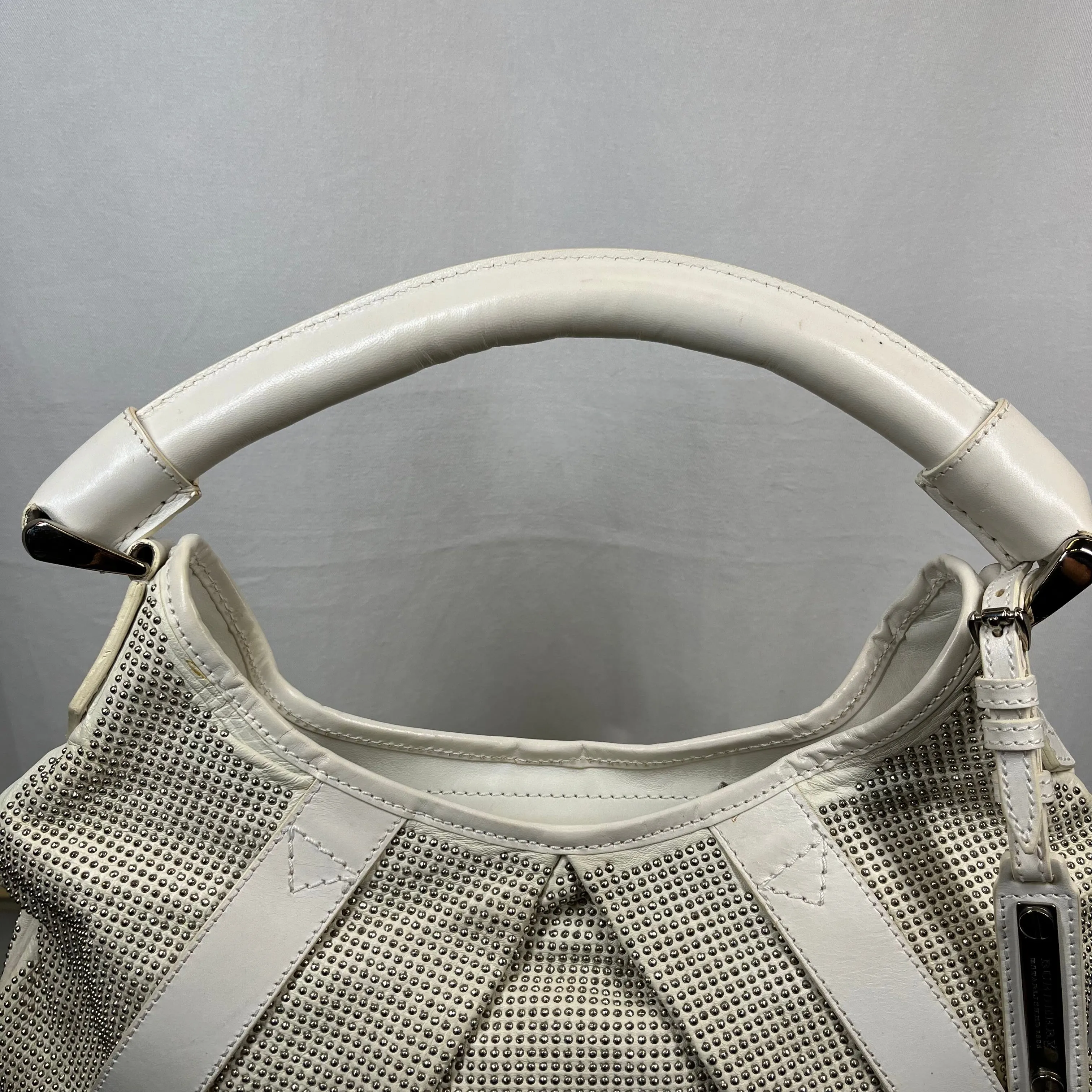 BURBERRY Prorsum Phoebe Studded White Hobo Bag