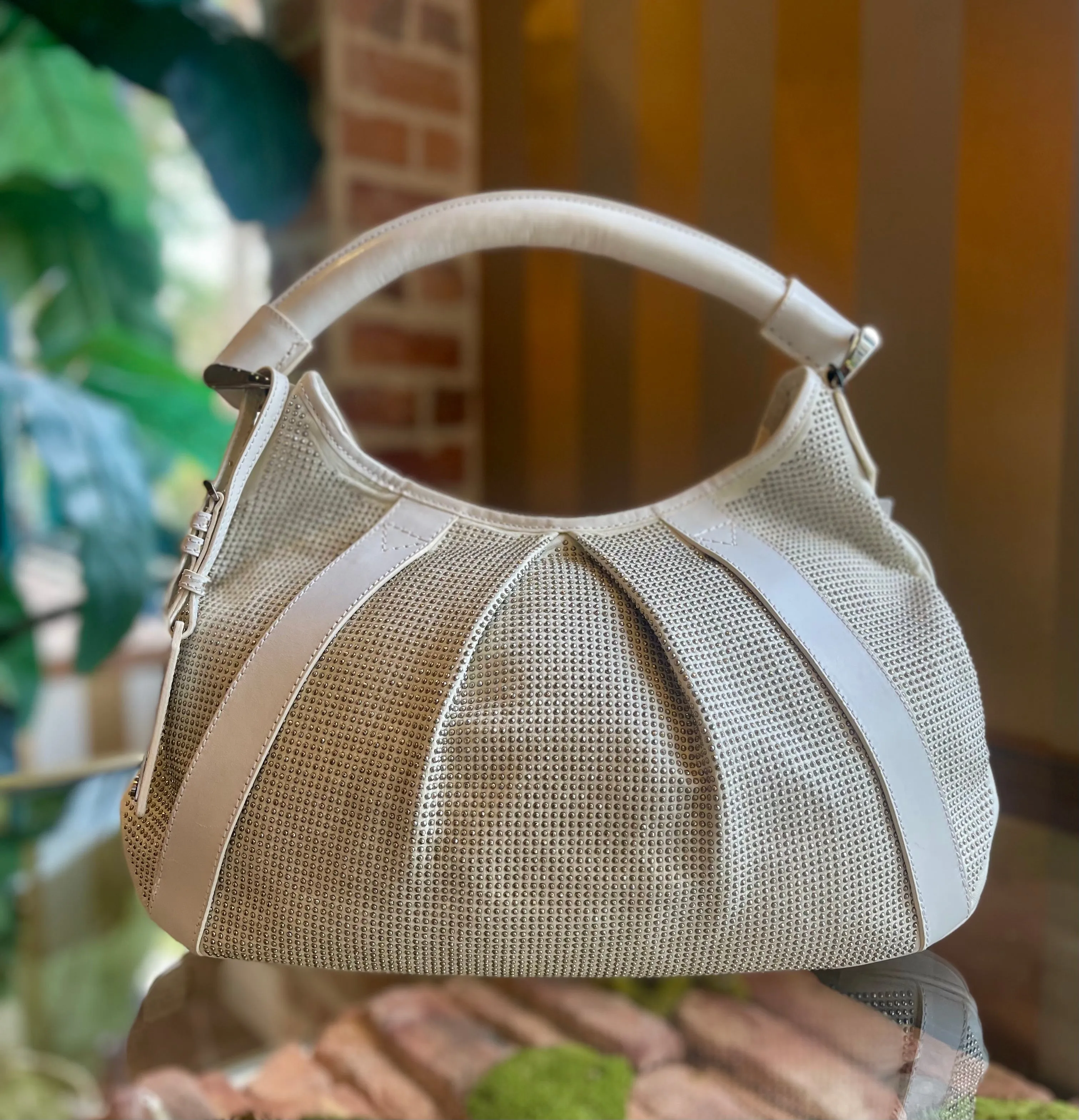 BURBERRY Prorsum Phoebe Studded White Hobo Bag