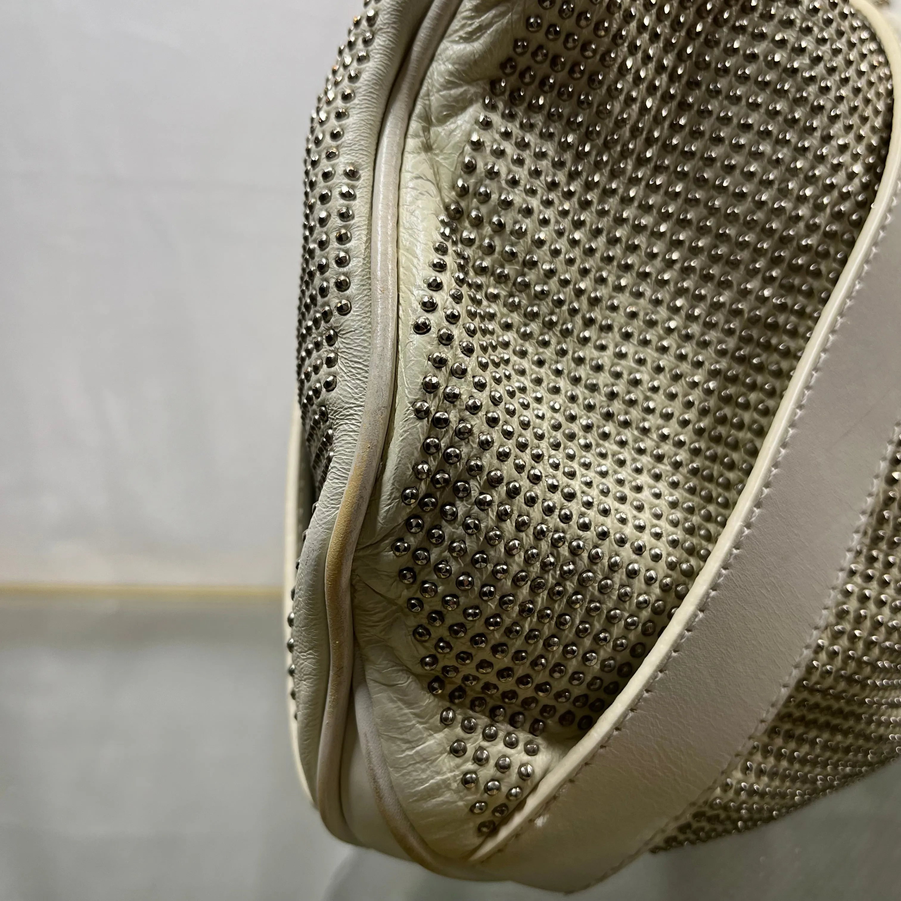 BURBERRY Prorsum Phoebe Studded White Hobo Bag