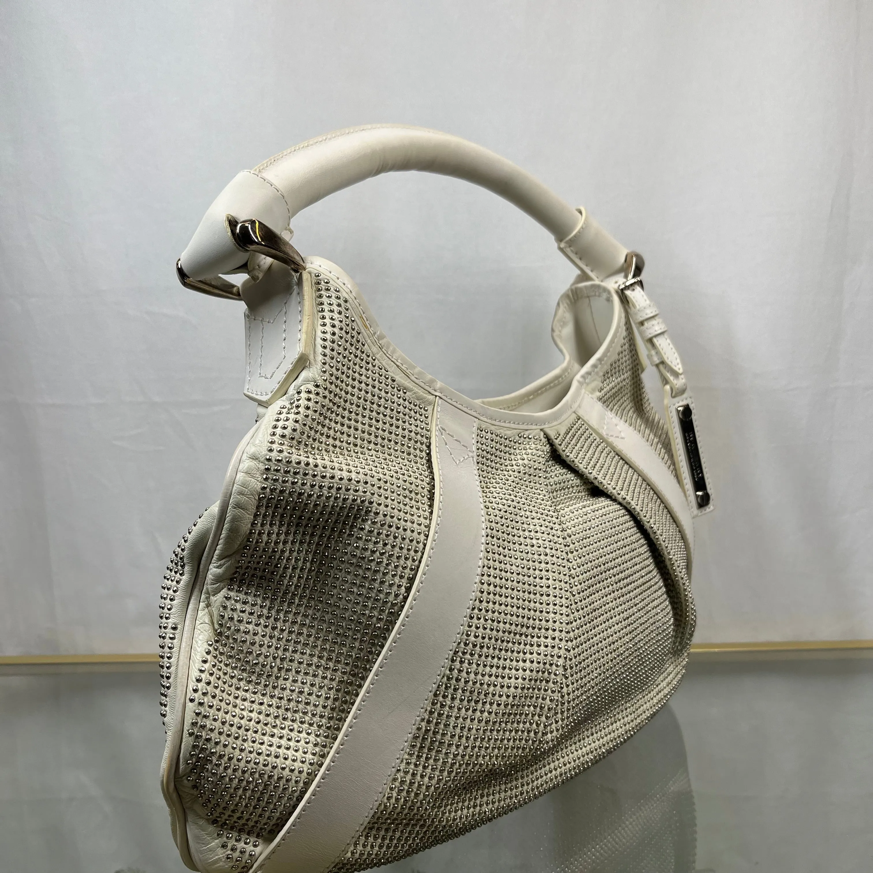 BURBERRY Prorsum Phoebe Studded White Hobo Bag