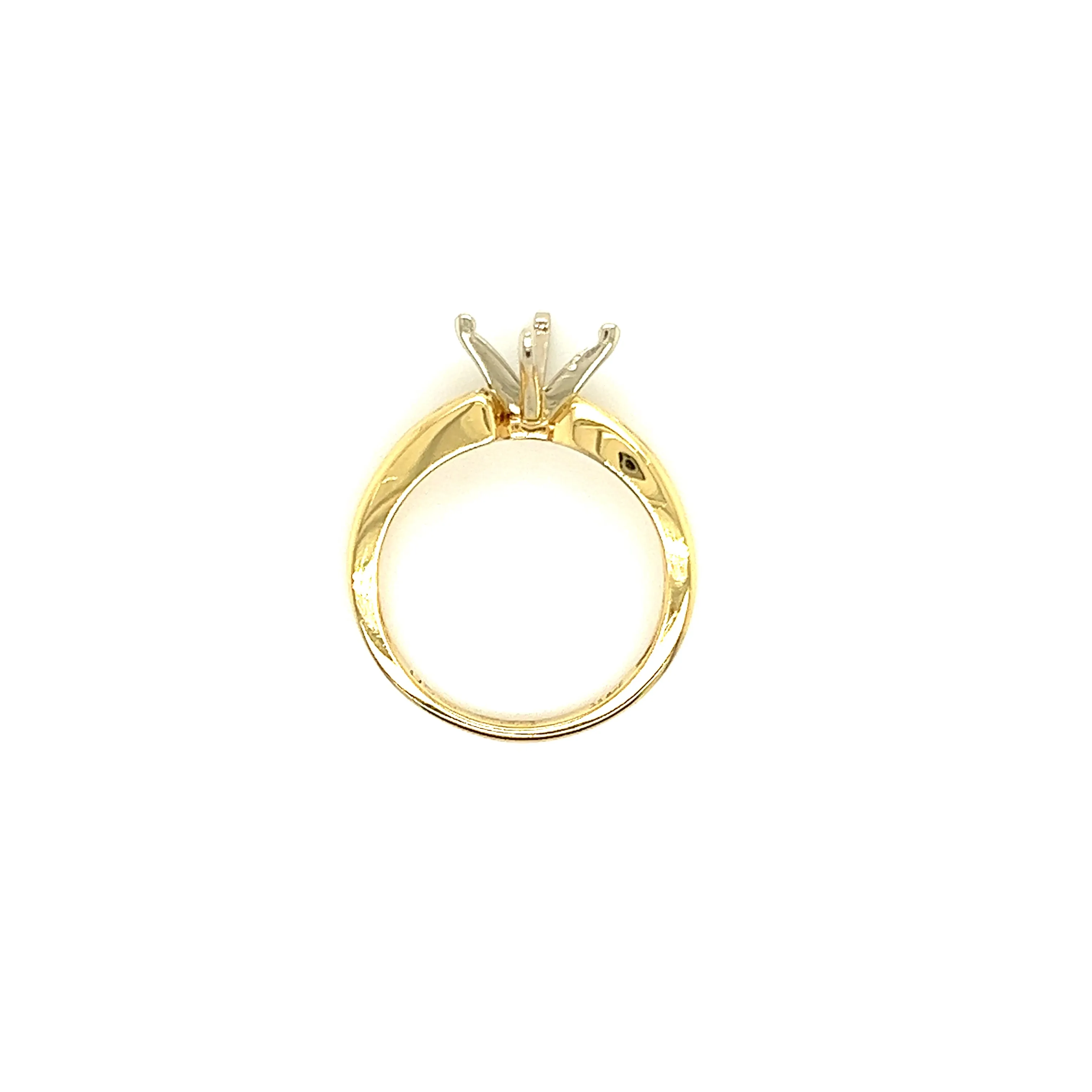 Bypass Ring Setting with Ten Side Diamonds in 14K Yellow Gold