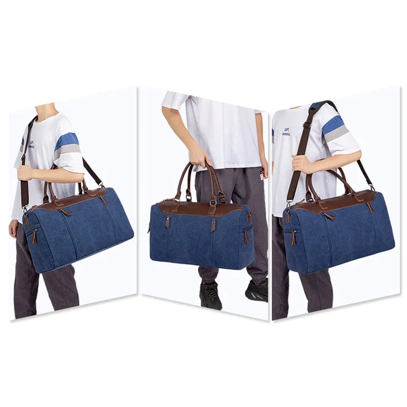 Canvas Duffle Bag Unisex Canvas Overnight Bag Stylish Gym Bag Big Capacity Weekender Bag