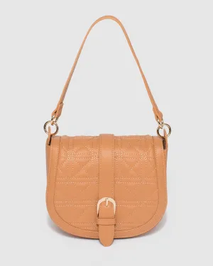 Caramel Lotte Quilted Saddle Bag