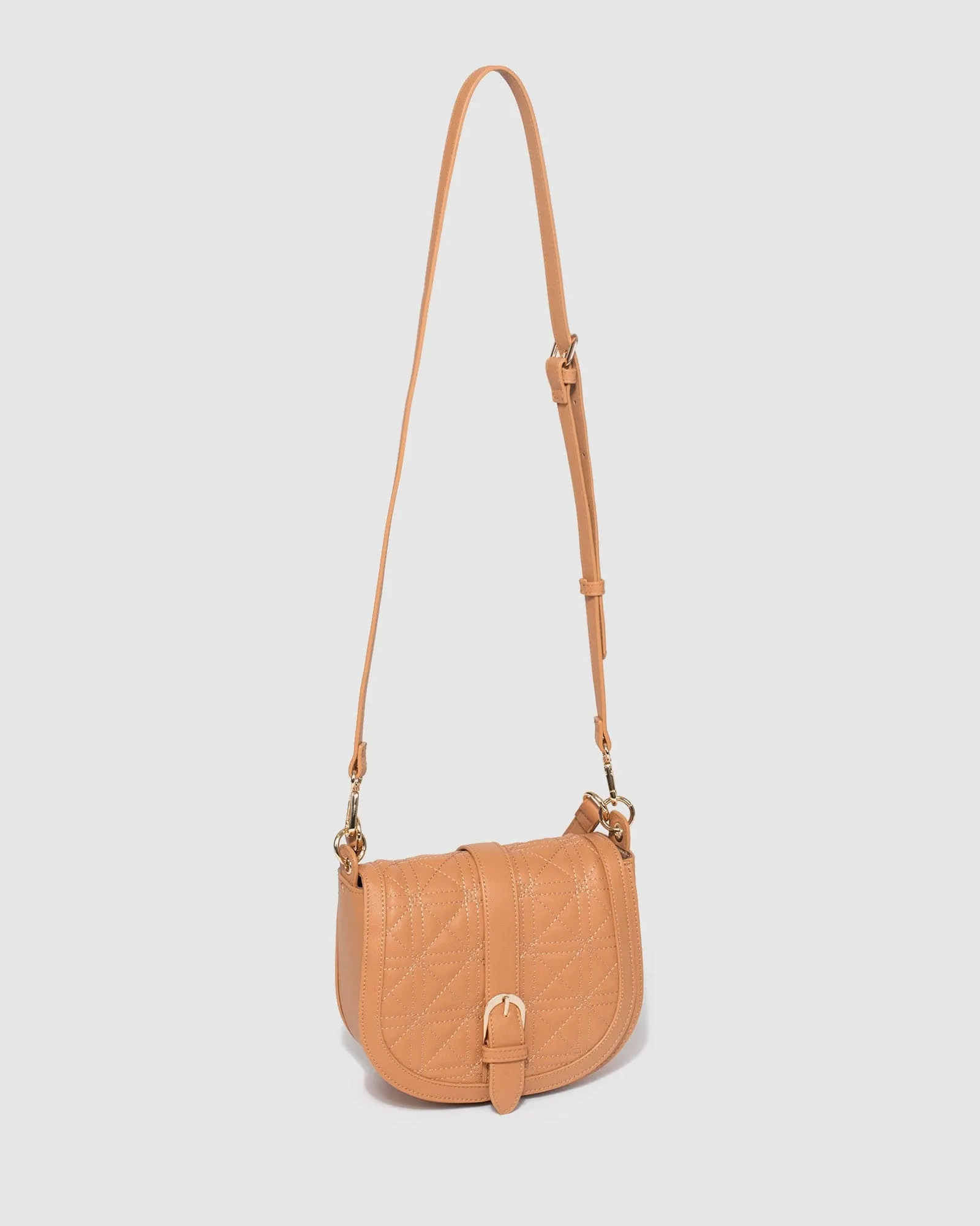 Caramel Lotte Quilted Saddle Bag