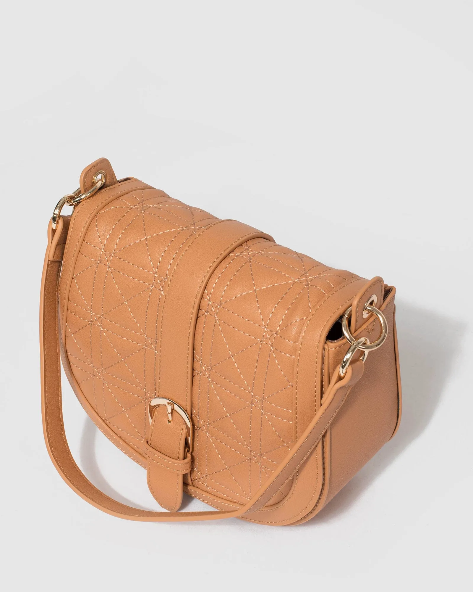 Caramel Lotte Quilted Saddle Bag