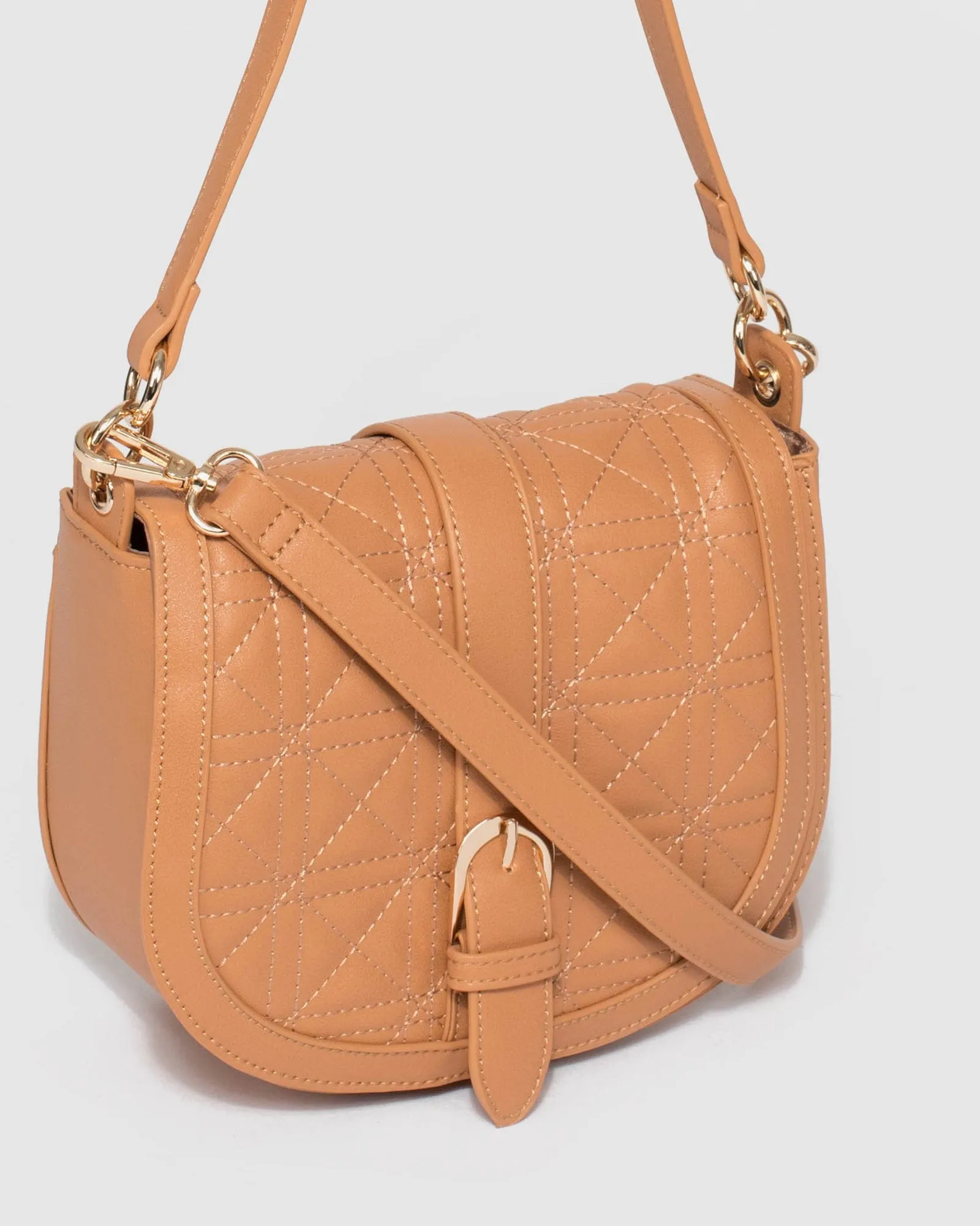 Caramel Lotte Quilted Saddle Bag