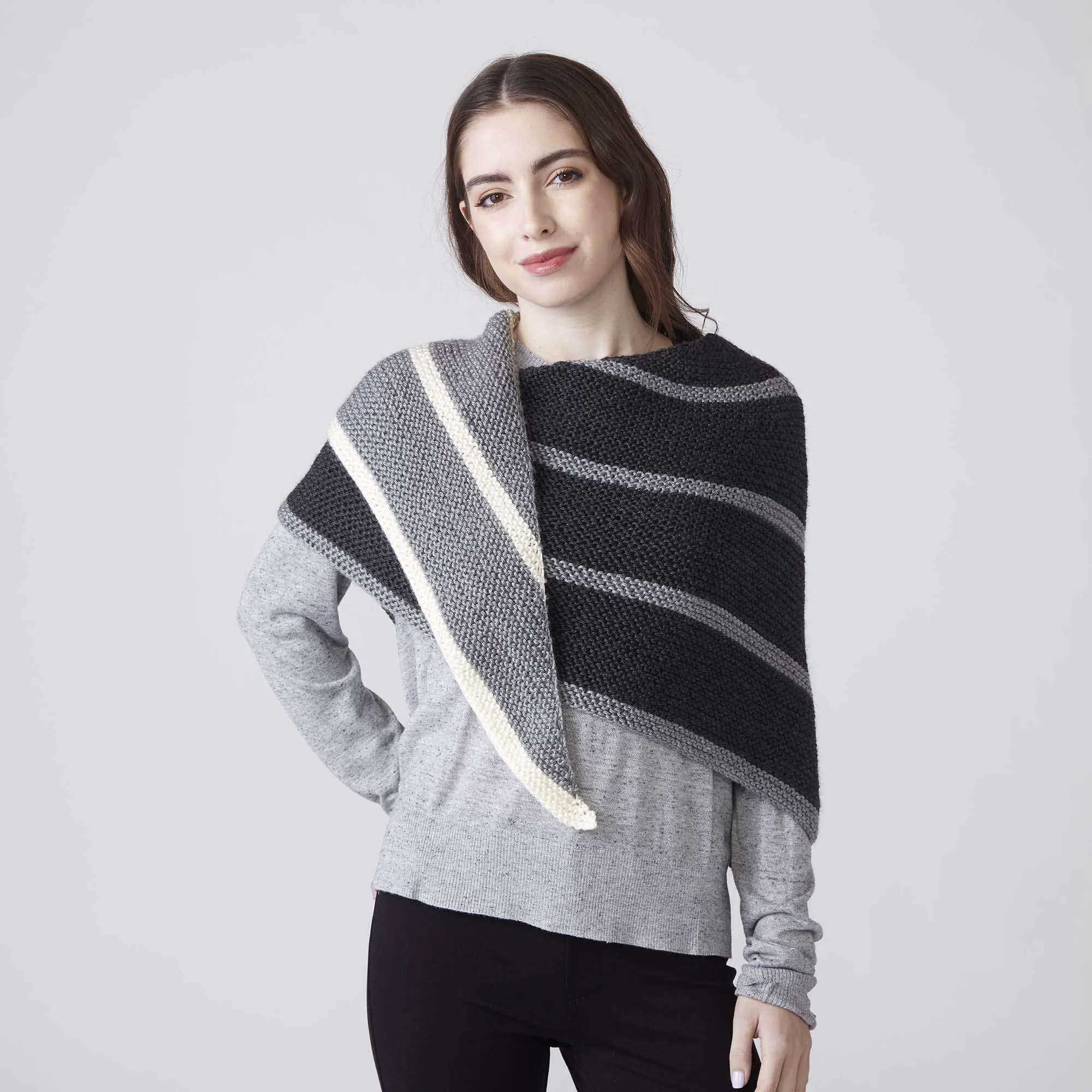 Caron Log Cabin Knit Shawl