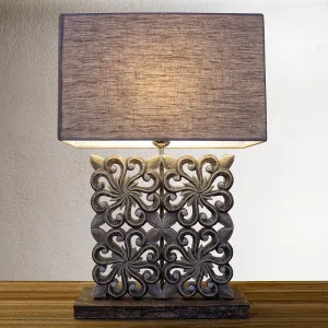 Carved Table Lamp 'Ishwari' - Brown