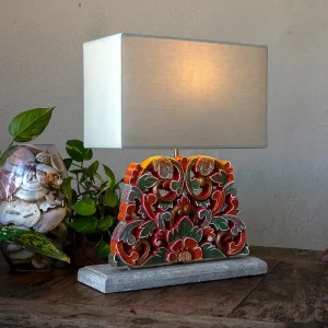 Carved Table Lamp 'Merak' - Red