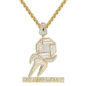 Chasing Money Dollar Bag Baguette Icy Tennis Chain Pendant