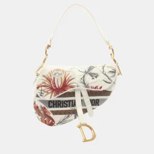 Christian White Multicolor Canvas Saddle Bag