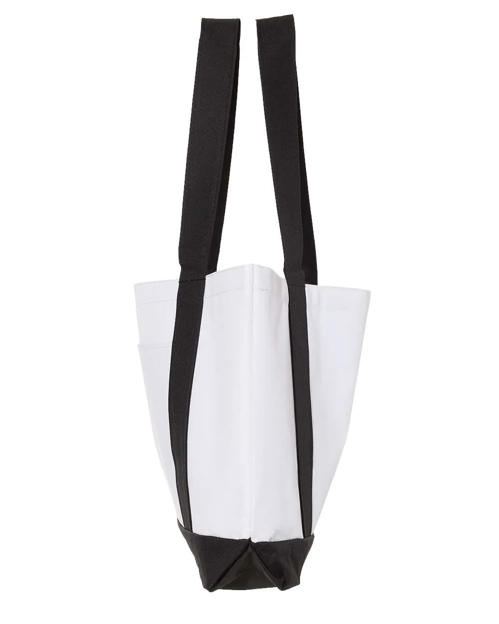 Cobra Strike Shopping Bag, 18.5"W x 12"H with 3.5" depth. White Polyester with Black Straps and Bottom.