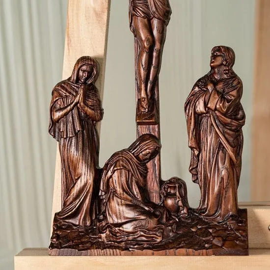 Crucifix  INRI Christian Catholic Jesus Crucifixion Scene Wood Hand Carved Statue