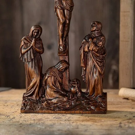 Crucifix  INRI Christian Catholic Jesus Crucifixion Scene Wood Hand Carved Statue