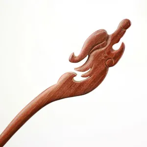 CrystalMood Handmade Carved Wood Hair Stick Dragon Head Rosewood