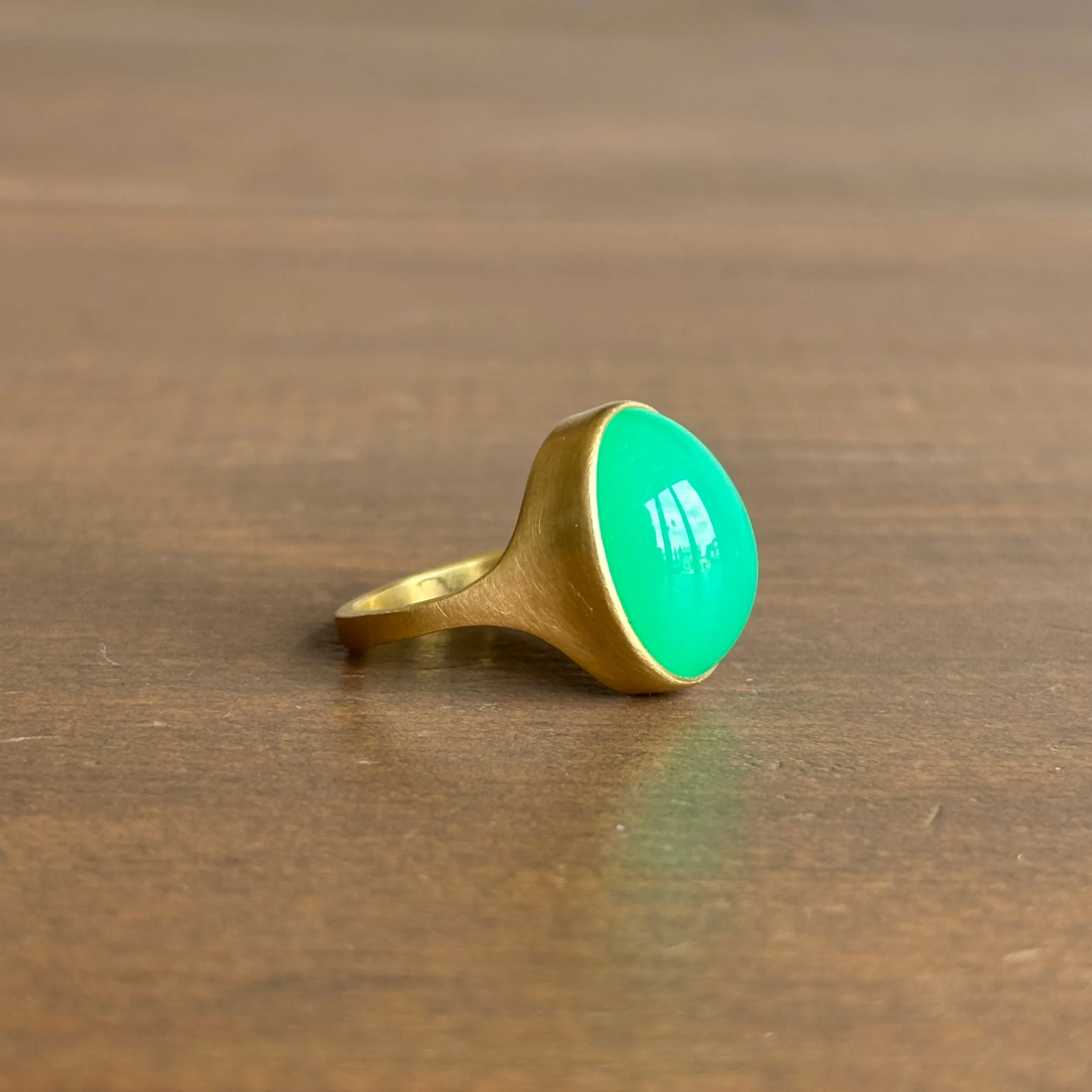 Darker Oval Chrysoprase Cast Ring